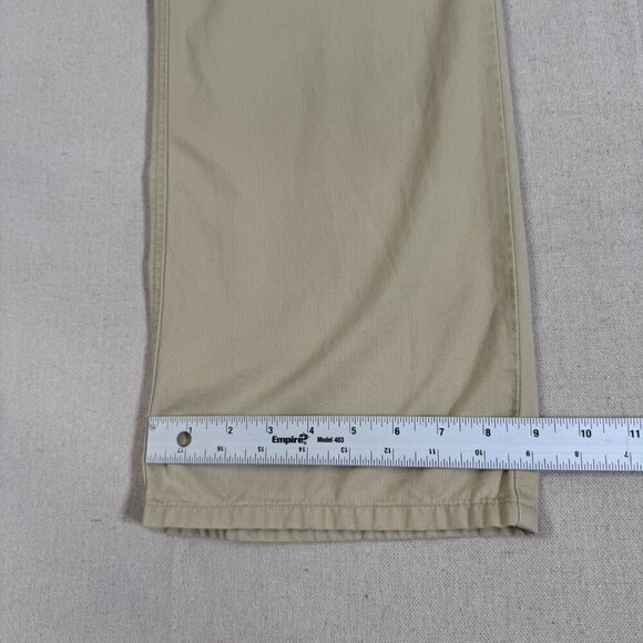 Talbots Beige Wide-Leg Relaxed Fit Cotton Chino Pants 12P (34x27) - Picture 6 of 13